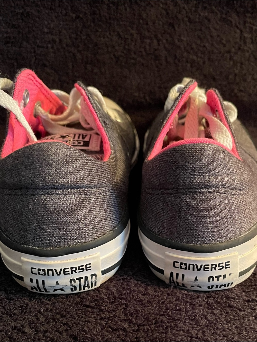 Converse All Star Kids Low Top Sneakers - Charcoal with Pink - Picture 4 of 8